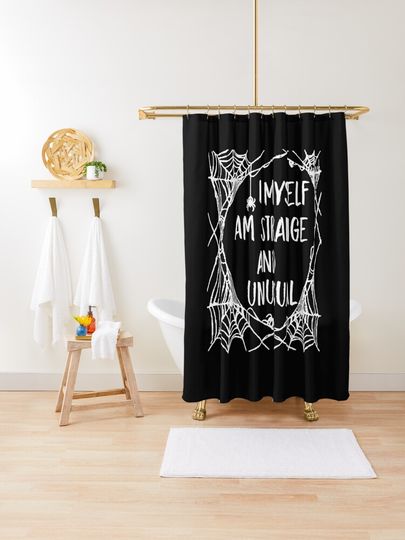 Discover I Myself Am Strange And Unusual Beetlejuice Movie Quote Lydia Deetz Spider Web | Shower Curtain