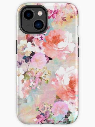 Discover Romantic Pink Teal Watercolor Chic Floral Pattern | iPhone Case