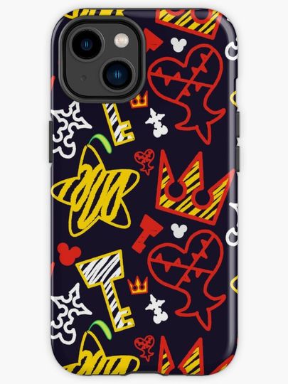 Discover Kingdom Hearts crayon style pattern - bright | iPhone Case