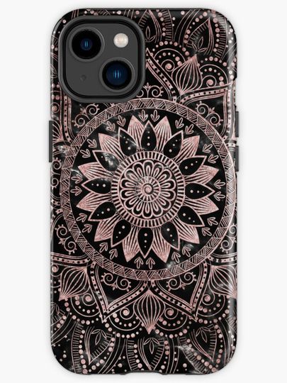 Discover Elegant Rose Gold Dots Mandala Marble | iPhone Case