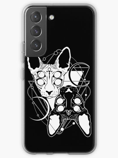 Discover Sphynx cats with ankh and Leviathan cross symbols | Samsung Galaxy Phone Case