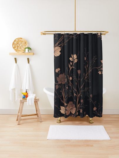 Discover Pure and Simple Golden Leaf | Shower Curtain