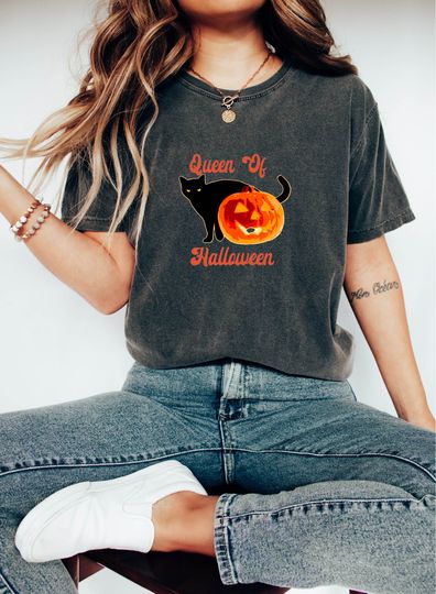 Discover Queen of halloween shirt,Black cat shirt,cat tshirt,ghost shirt