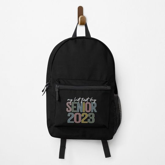Discover Funny Senior 2023 Back To School Leopard My Last First Day Senior 2023 Backpack