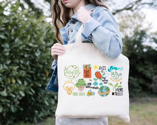 Discover Eco Friendly Tote Bag,Nature Lover Gift,Save The Earth Tote