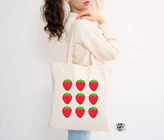 Discover Strawberry Grocery Tote Bag