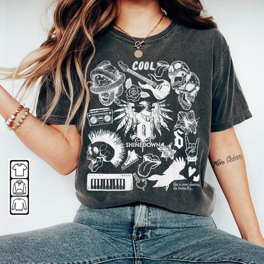 Discover shine down Doodle Art Shirt, Vintage shine down Merch Lyric Album Art Shirt