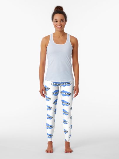 Discover I Eat Sand Beach Quote Meme Blue Black | Leggings