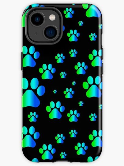 Discover Blue Green Ombre Pawprint Pattern  | iPhone Case