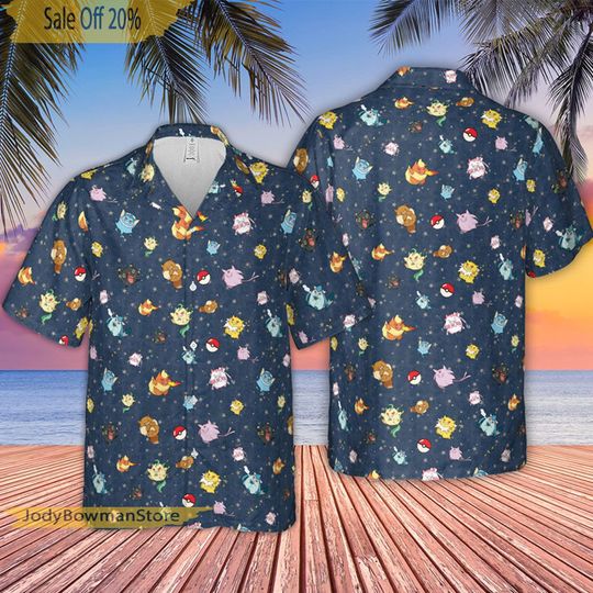 Discover Eevee  PKM Shirt, Eevee Summer Shirt, Anime Hawaiian Shirt