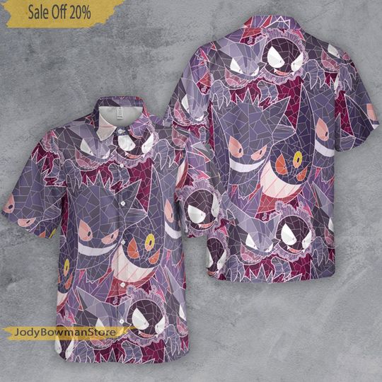 Discover Gengar Hawaiian Shirt, PKM Button Up Shirt, Gengar Shirt