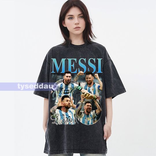 Discover Lionel Messi Vintage Washed T-Shirt