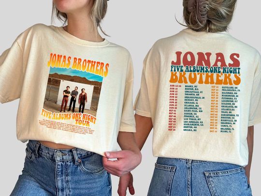 Discover Jonas Brothers Tour 2023 Two Sides Shirt, Five Albums One Night Tour Shirt