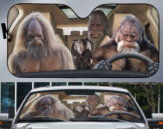 Discover Giant Monkey Driving Scene Car Windshield Sun Shade, Animals Pattern Car Decor Accessories