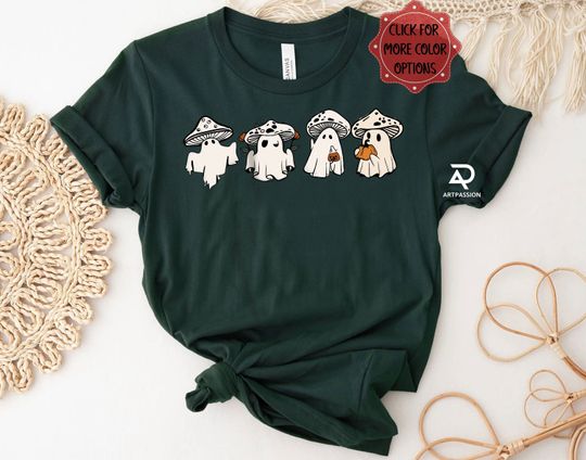 Discover Mushroom Ghost Tee, Mushroom Shirt, Spirit Halloween Shirt, Hippie Cottagecore Halloween Shirt