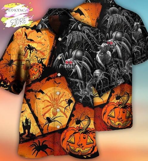 Discover Halloween Skull Dark Scary Hawaiian Shirt, Halloween Skull Pumpkin Hawaii Shirt