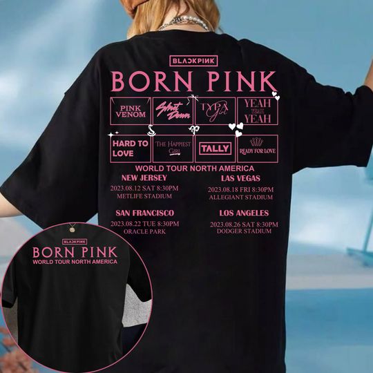 Discover Vintage Black Pink Kpop Merch Shirt