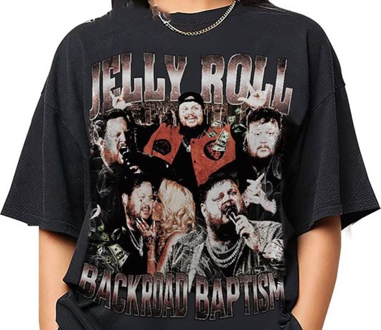 Discover Jelly Roll 2023 Tour Shirt, Jelly Roll Backroad Baptism 2023 Tour T Shirt