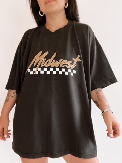 Discover Midwest Checkered Graphic Tee Shirt
