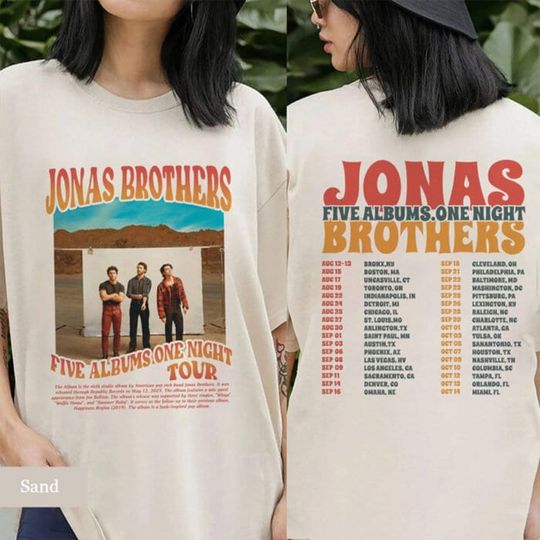 Discover Jonas Brothers Vintage T-Shirt, Jonas Five Albums One Night Tour Shirt