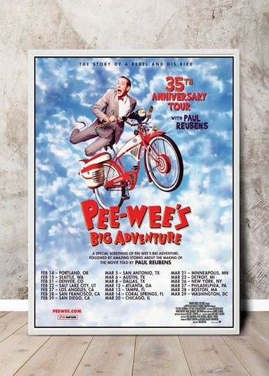 Discover RIP Paul Reubens Pee Wee Herman Big Adventure 35th Anniversary Tour Poster