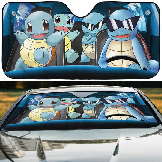 Discover Squirtle PKM Car Sun Shade, Wartortle Blastoise Squirtle Car Sunshade