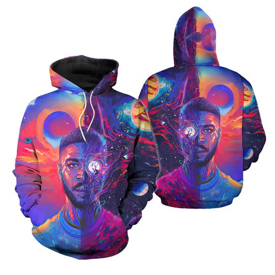 Discover Kid Cudi Galaxy Signed Autographed Man On The Moon III The Chosen Record Album LP Hoodie 3D