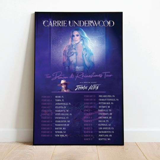 Discover 2023 Carrie Underwood Denim and Rhinestones Tour Poster