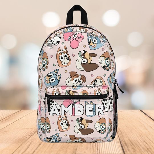 Discover Blue Dog and Bingo Backpack, Personalized BlueyDad Backpack, Heeler Family