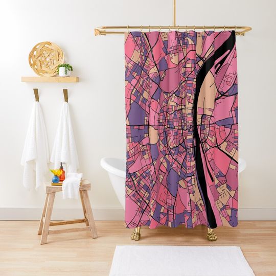 Discover Cologne Map Pattern in Purple & Pink Shower Curtain