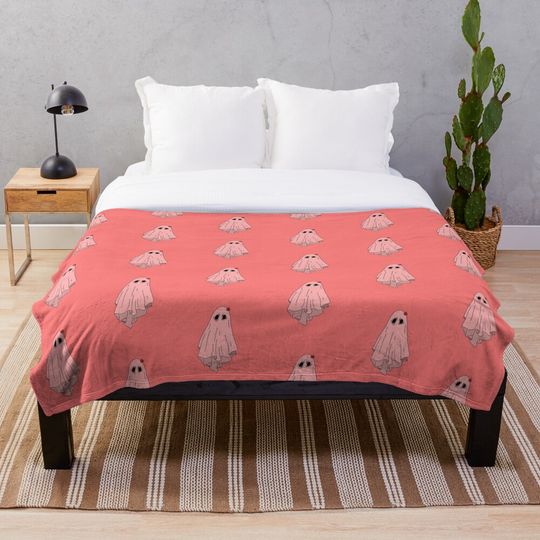 Discover Pink Ghost  Throw Blanket