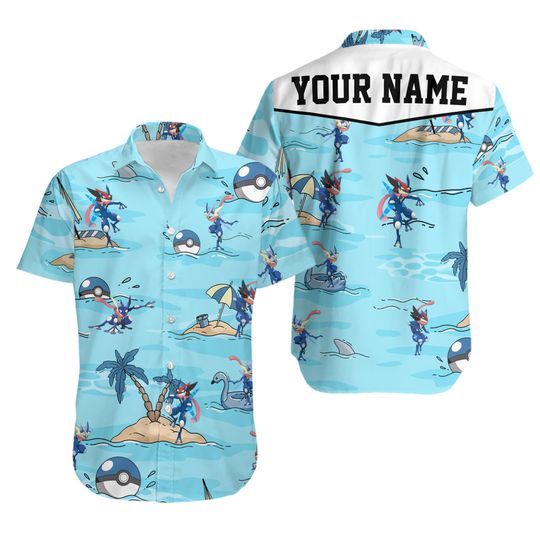 Discover Custom PKM Greninja Hawaiian Pattern Hawaii Shirt