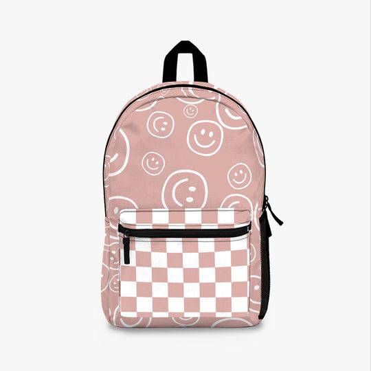 Discover Pink Smiley Face & Checkered Backpack