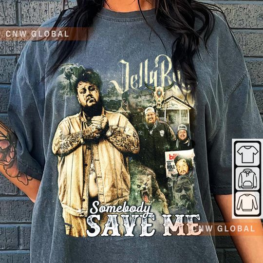Discover Jelly Roll Music Shirt, Somebody Save Me Cowhide Country Western Concert 90s