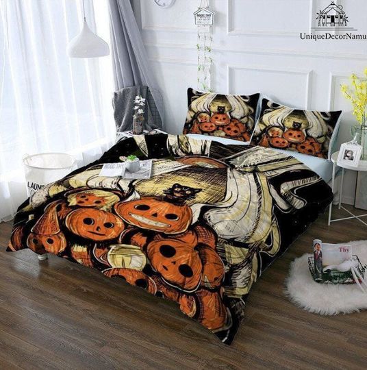 Discover Black Cat Pumpkin Halloween Quilt