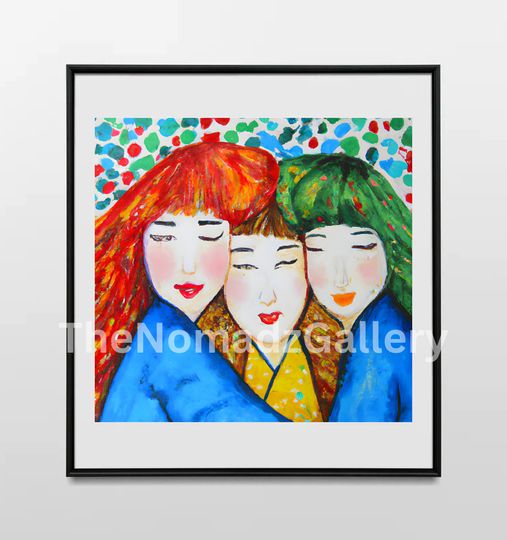 Discover Harajuku Sister Sandwich Oil Painting for Girls' Room