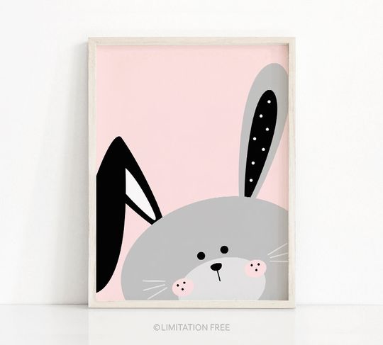 Discover Bunny Nursery Art Print - Cute Printable for Kids