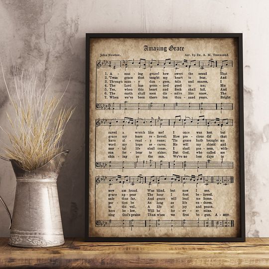 Discover Amazing Grace Print, Printable Vintage Sheet Music, Instant Download, Antique Hymn, Inspirational Quote, Scrapbook Collage, Christian Art