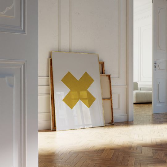 Discover Gold Mustard Geometric Art Print - Scandinavian Decor