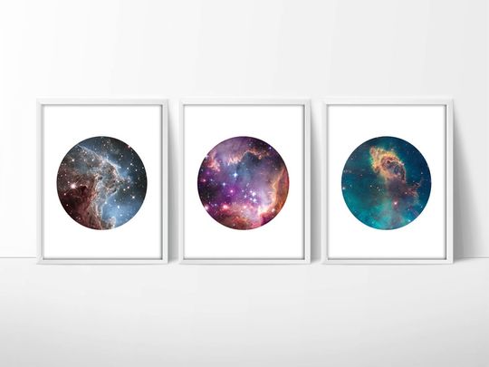 Discover Set of Hubble Telescope Space Prints - Galaxy Art