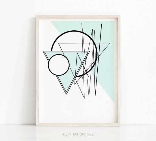 Discover Abstract Geometric Art Print - Mint Green Decor