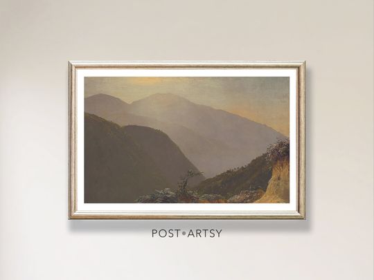 Discover Vintage Mountains Painting Art Poster Print Modern Vintage Wall Art Oil Landscape Painting Midcentury Wall Decor Gift for Friend