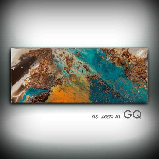 Discover Blue and Copper Art Print - Abstract Wall Art Decor