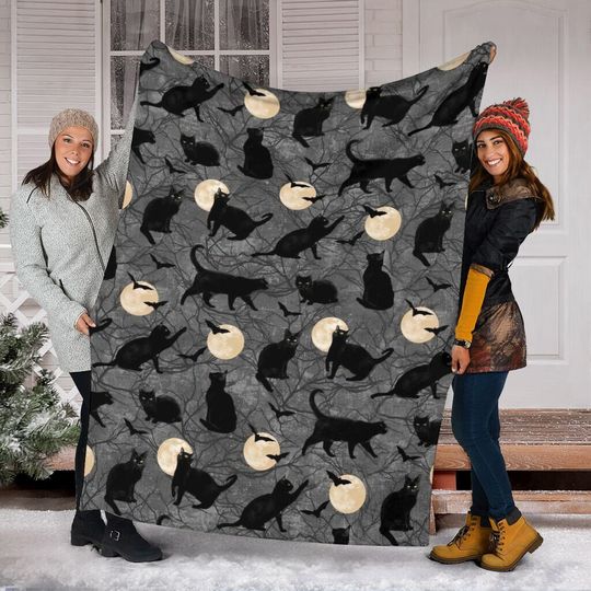 Discover Cat Black Blanket, Halloween Blanket, Pumpkin Black Cats Blanket