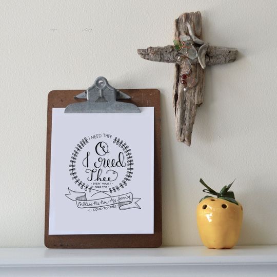 Discover I Need Thee Every Hour Printable Bible Verse Art Print 8x10 Digital Wall Art Gift