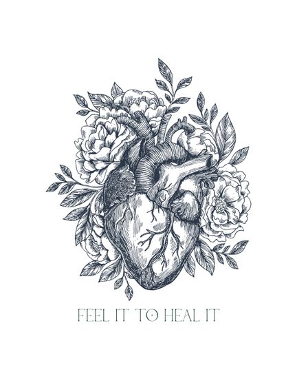 Discover Mental Health Art Print / Heart Wall Art / Mental Health Quote