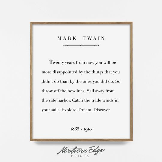 Discover mark twain print, printable quote, inspirational quote print, printable words, adventure art, sail quote, nautical art, inspirational print