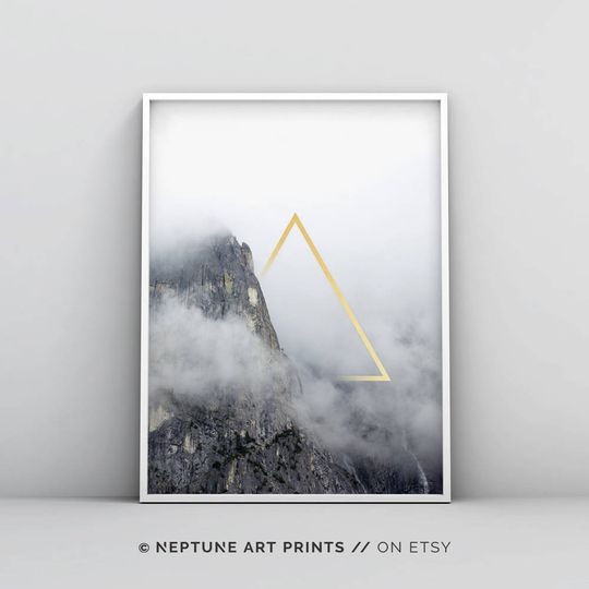Discover Gold Triangle Geometric Landscape Art Print