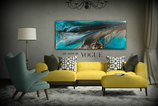 Discover Large Abstract Coastal Art Print - Modern Canvas Decor