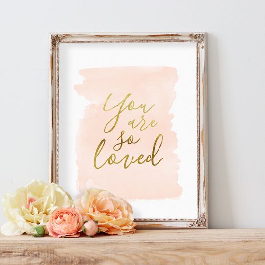 Discover Peach and Gold Nursery Art Print
